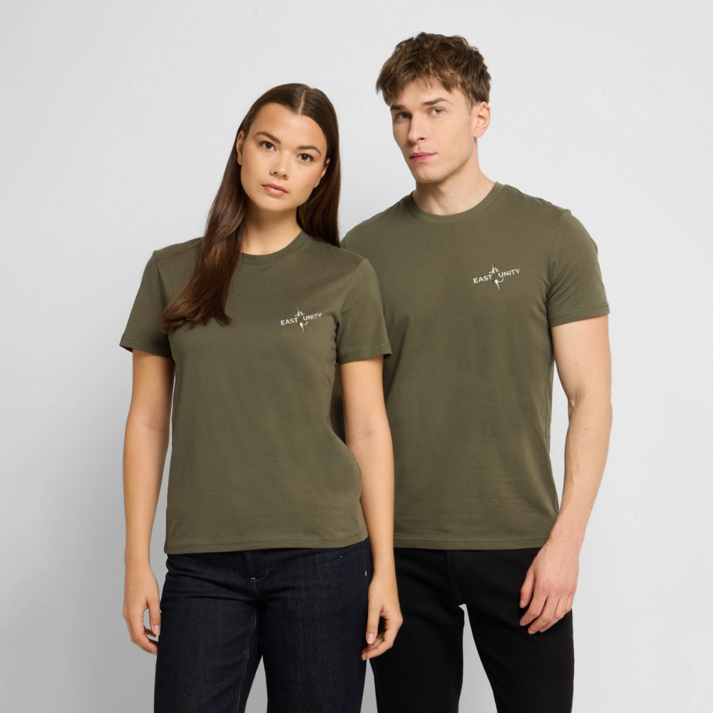 EAST//UNITY Torn Flag Graphic T-Shirt - Street Statement Tee - khaki