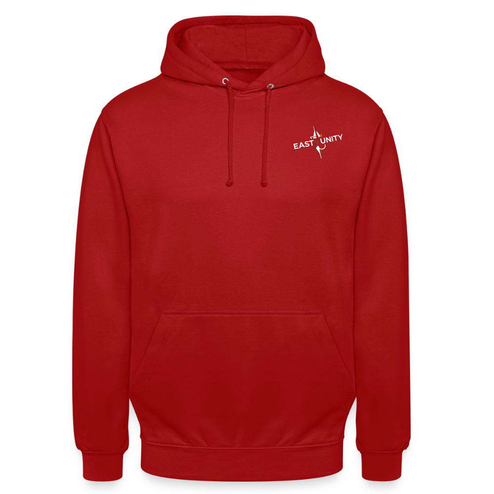 EAST//UNITY Skyline Hoodie - Urban Street Graphic Pullover - red
