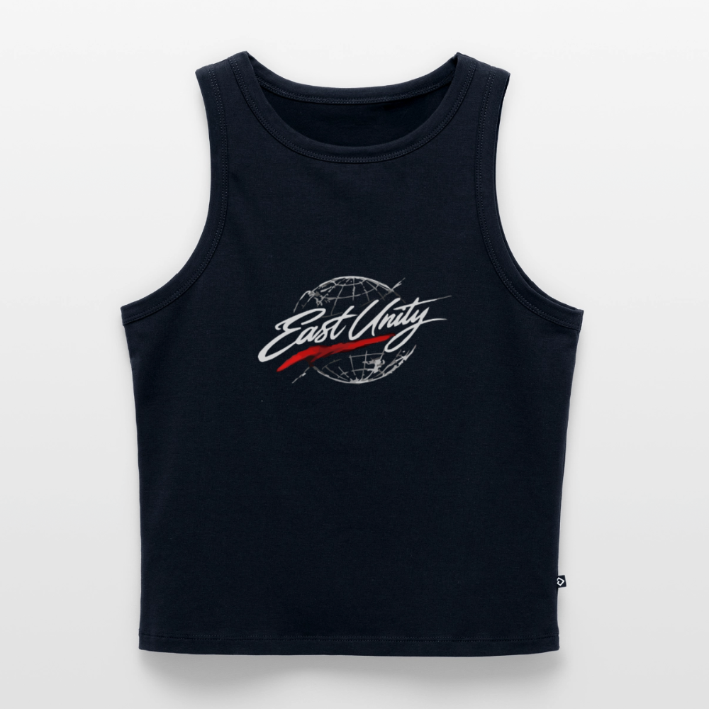EAST//UNITY Globe Crop Tank - Women's Streetwear Graphic Crop Top - navy