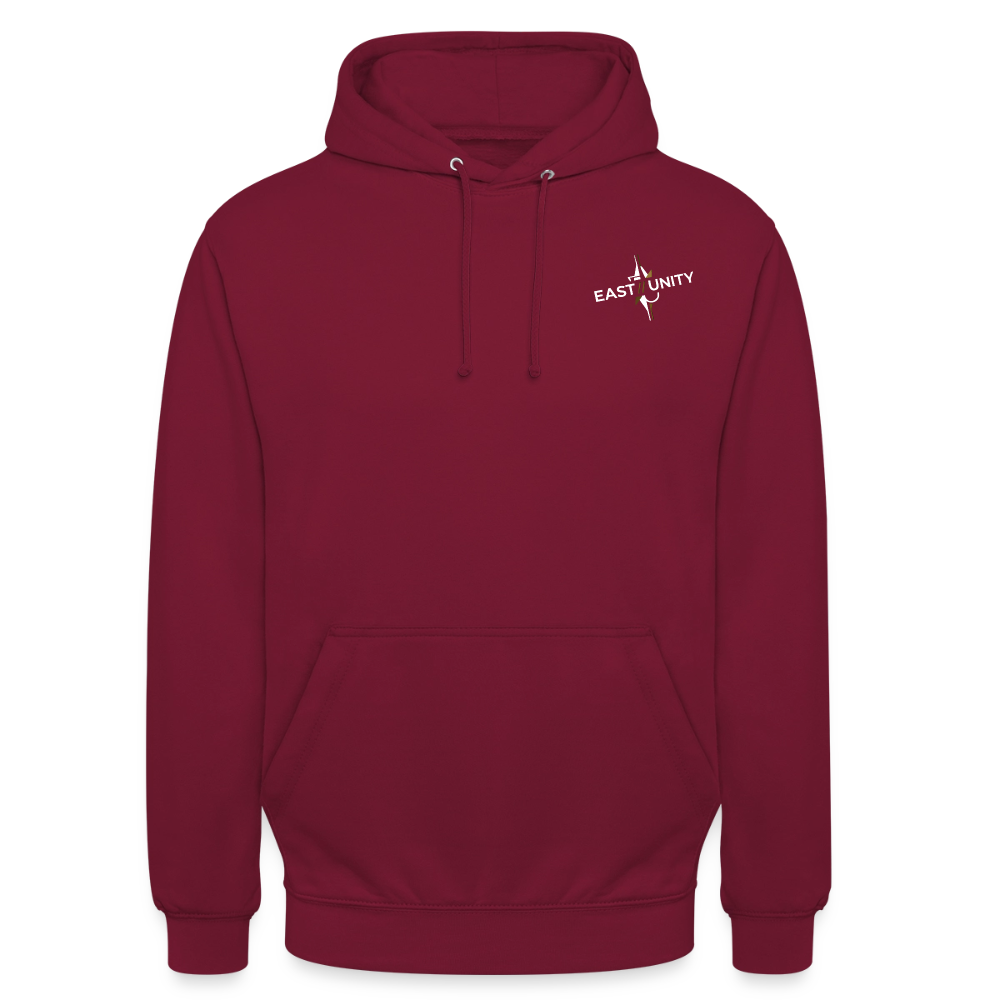 EAST//UNITY Skyline Hoodie - Urban Street Graphic Pullover - bordeaux