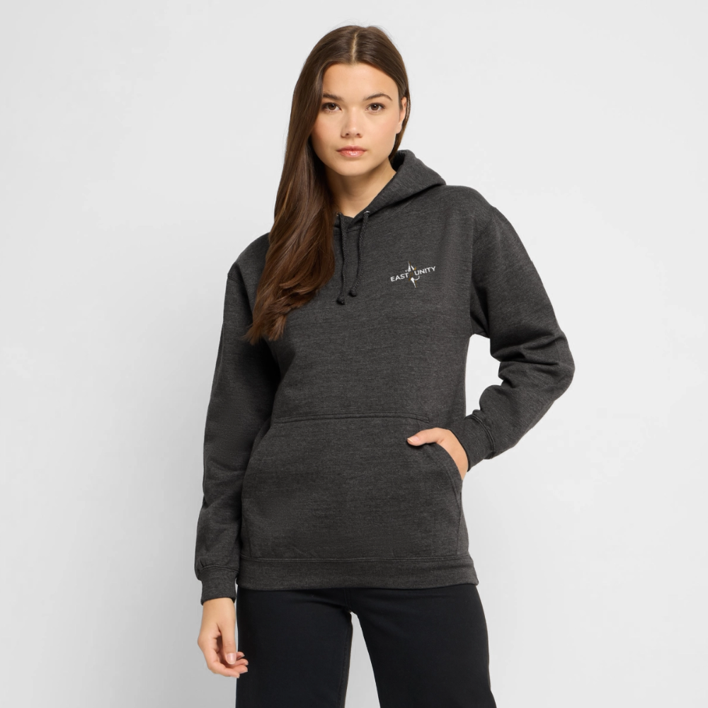 EAST//UNITY Skyline Hoodie - Urban Street Graphic Pullover - charcoal grey