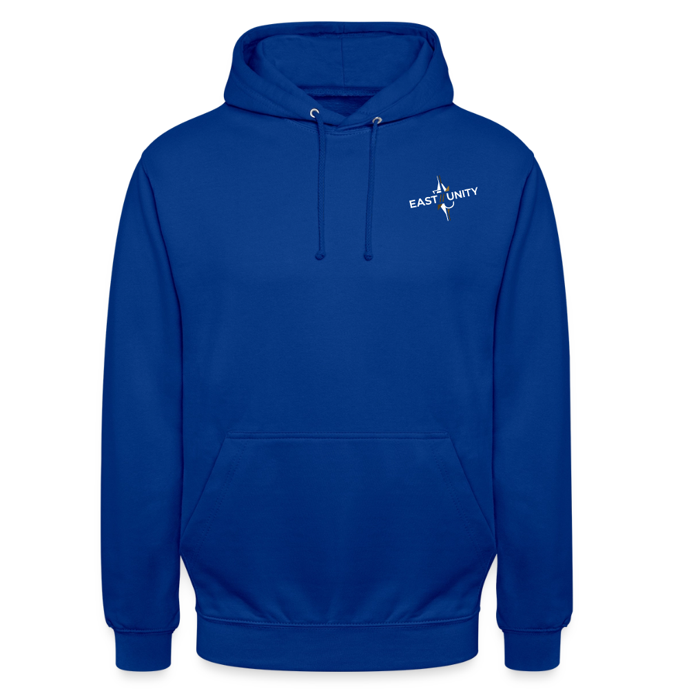 EAST//UNITY Skyline Hoodie - Urban Street Graphic Pullover - bright royal