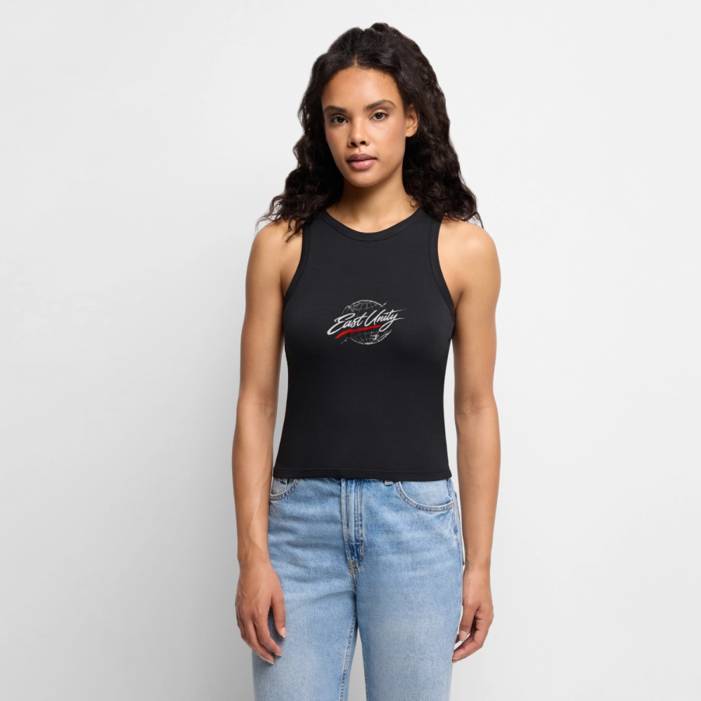 EAST//UNITY Globe Crop Tank - Women's Streetwear Graphic Crop Top - black