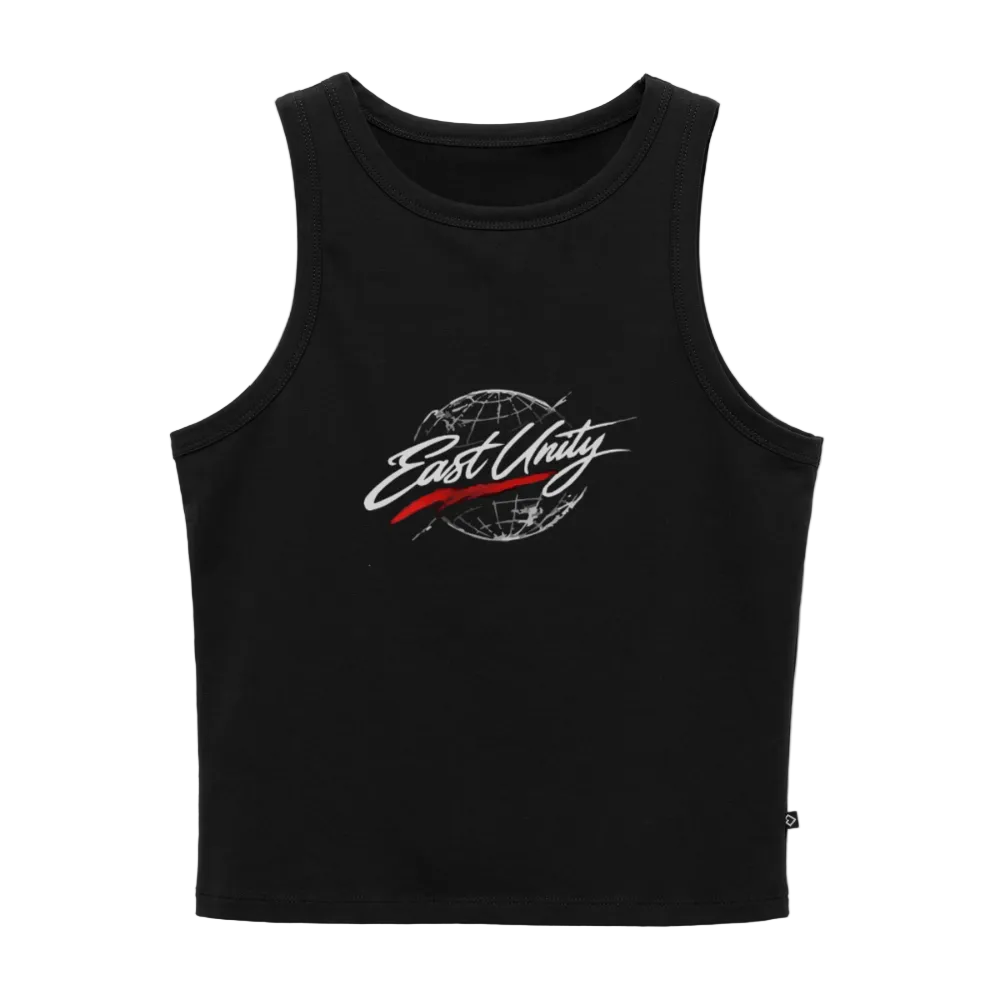 EAST//UNITY Globe Crop Tank - Women's Streetwear Graphic Crop Top - black
