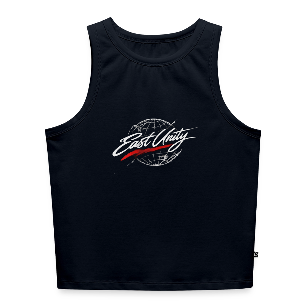 EAST//UNITY Globe Crop Tank - Women's Streetwear Graphic Crop Top - navy