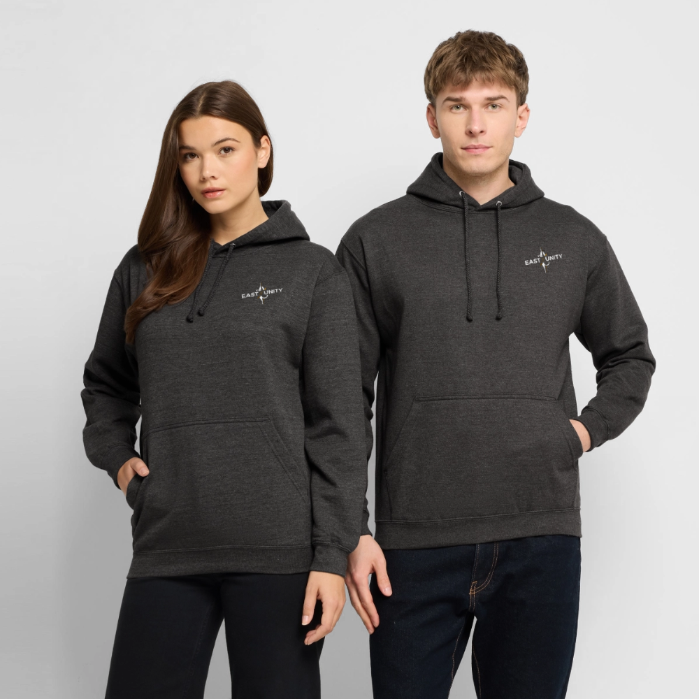 EAST//UNITY Skyline Hoodie - Urban Street Graphic Pullover - charcoal grey