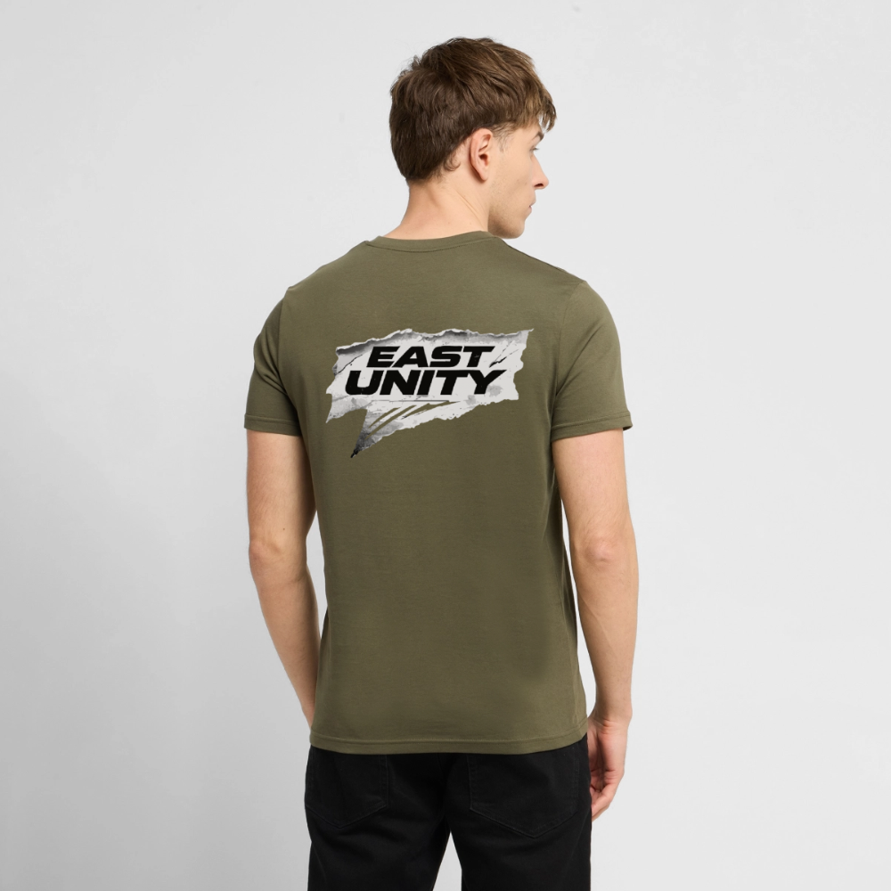 EAST//UNITY Torn Flag Graphic T-Shirt - Street Statement Tee - khaki