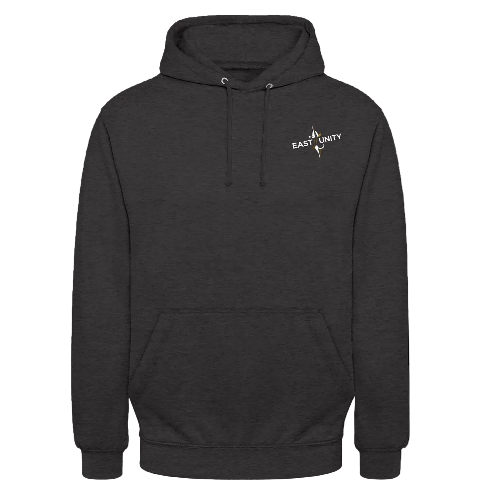EAST//UNITY Skyline Hoodie - Urban Street Graphic Pullover - charcoal grey
